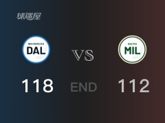 【战况】NBA常规赛：全场战罢，独行侠118-112战胜雄鹿，东契奇32+8+15