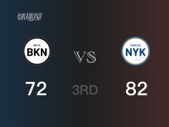 NBA常规赛：尼克斯以82-75领先篮网，结束三节