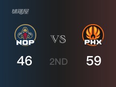 NBA季后赛 ：半场数据， 太阳以59-46领先鹈鹕，保罗16+3+6