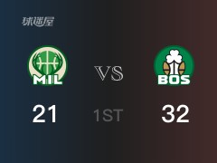 NBA季后賽 ：首節(jié)數(shù)據(jù)，凱爾特人以32-21領(lǐng)先雄鹿，布朗17+2