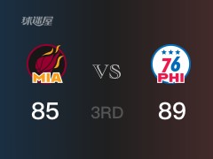 NBA季后赛：三节战罢，76人以89- 85领先热火，恩比德24+7+2