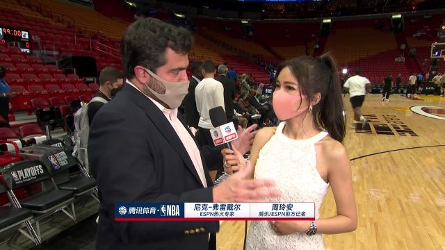 【2022年05月30日 凯尔特人vs热火集锦】前方连线周玲安采访espn热火专家：塔图姆作为超级巨星在生死时刻扛起球队往前走 球迷屋