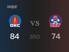 NBA季前賽：三節(jié)數據，雷霆以87-74領先活塞，多爾特16+5+3