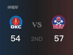 NBA季前賽 ：半場數據， 活塞以57-54領先雷霆，約瑟夫9+2