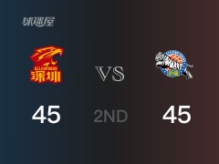 CBA常规赛：深圳以45-45战平新疆，结束半场
