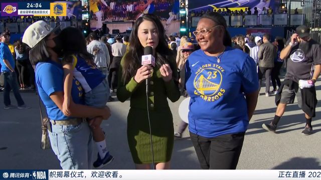 【2022年10月19日 湖人vs勇士集锦】前方记者孟超采访现场球迷 同时采访格林和普尔球迷看头拉满