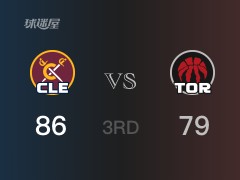 NBA常規(guī)賽：騎士以86-82領(lǐng)先猛龍，結(jié)束三節(jié)