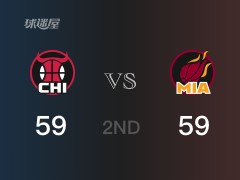 NBA常規(guī)賽：熱火以59-59戰(zhàn)平公牛，結(jié)束半場(chǎng)