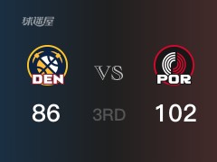 NBA常規(guī)賽：三節(jié)結(jié)束，開拓者以102-86領(lǐng)先掘金，A-西蒙斯29+3+2