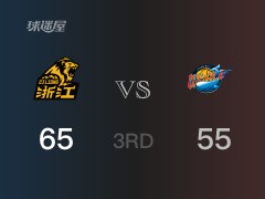 CBA常规赛：三节数据，广厦以65-55领先四川，维尔彻21+7+3