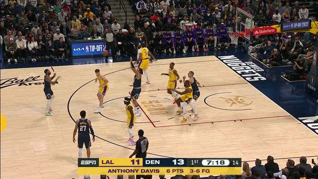 【2022年10月27日】NBA常規(guī)賽：湖人vs掘金第1節(jié)原聲解說(shuō)回放