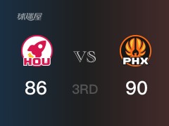 NBA常规赛：三节战罢，太阳以90- 88领先火箭，布克28+2+4