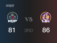 NBA常規(guī)賽：湖人以86-81領(lǐng)先鵜鶘，結(jié)束三節(jié)