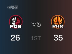 首節(jié)比分，太陽35-26領先開拓者，布克7分