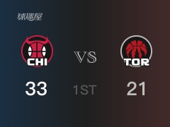 NBA常规赛：首节战罢，公牛以33- 23领先猛龙，武切维奇8+6+4