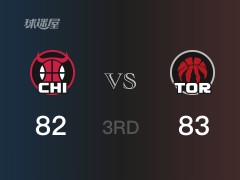 NBA常规赛：三节战罢，猛龙以83- 82领先公牛，范弗利特21+3+8