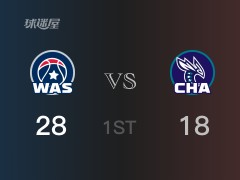 NBA常規(guī)賽：首節(jié)結(jié)束，奇才以28-18領(lǐng)先黃蜂，波爾津吉斯5+2