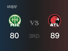 NBA常规赛：三节结束，老鹰以89-80领先雄鹿，D-穆雷22+6+11