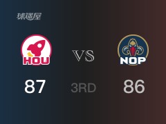 三節(jié)比分，火箭89-86領(lǐng)先鵜鶘，J-格林29分