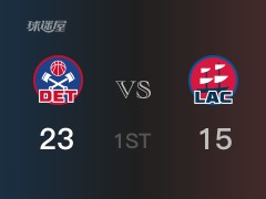 活塞首節(jié)領(lǐng)先快船，杰克遜得到4分，博格達(dá)諾維奇得到9分