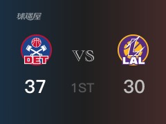首節(jié)戰(zhàn)罷，活塞37-30領(lǐng)先湖人