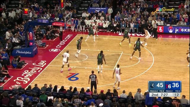 【2022年11月20日 森林狼vs76人集锦】里德空位开炮稳稳命中 豪斯高难度撤步三分还以颜色
