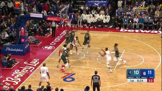 【2022年11月20日 森林狼vs76人集锦】唐斯反击三打一搞晕恩比德 后者连得五分强势回敬