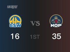 NBA常規(guī)賽：首節(jié)結(jié)束，鵜鶘以35-16領(lǐng)先勇士，英格拉姆13分2籃板