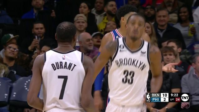 【2022年11月23日 篮网vs76人集锦】吃饼吃到手抽筋!杜兰特空中传导克拉克斯顿顺势点进
