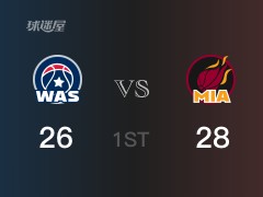 NBA常规赛:热火以30-26领先奇才,结束首节