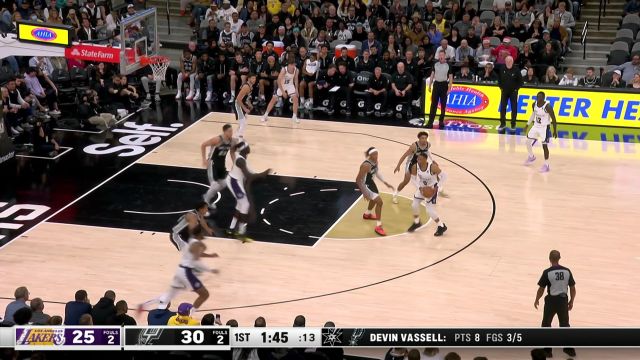 【2022年11月27日】 NBA常規(guī)賽：湖人vs馬刺第1節(jié)中文解說回放