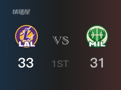 NBA常规赛：首节战罢，湖人以33- 31领先雄鹿，浓眉哥13分