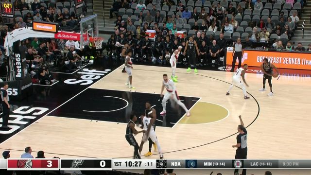 【2022年12月15日】NBA常规赛：开拓者vs马刺第1节中文解说回放