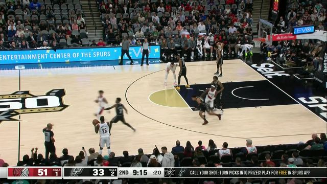 【2022年12月15日】NBA常规赛：开拓者vs马刺第2节英文原声回放