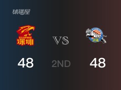 CBA常规赛：深圳以48-48战平新疆，结束半场