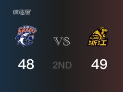 CBA常规赛：半场战罢，广厦以49-48领先上海，维尔彻13分2篮板2助攻