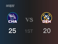 NBA常规赛：首节战罢，黄蜂以25- 20领先掘金，麦克丹尼尔斯6分