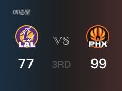 NBA常规赛：三节结束，太阳以99-77领先湖人，艾顿21分11篮板