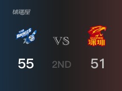 CBA常规赛 ：半场数据， 宁波以55-51领先深圳，B-泰勒22分2助攻