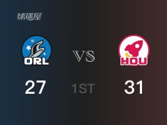 NBA常規(guī)賽：首節(jié)戰(zhàn)罷，火箭以31- 27領先魔術，小波特11分2籃板