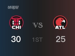 NBA常規(guī)賽：首節(jié)結(jié)束，公牛以32-25領(lǐng)先老鷹，德羅贊9分2籃板
