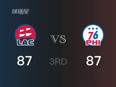 三節(jié)戰(zhàn)罷，76人89-87領(lǐng)先快船，末節(jié)再戰(zhàn)