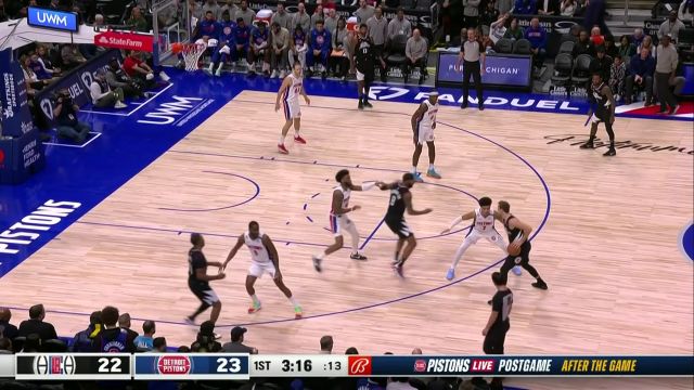 【2022年12月27日】NBA常规赛：快船vs活塞第1节英文原声回放