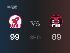 NBA常规赛:三节结束,火箭以99-89领先公牛,申京23分7篮板2助攻