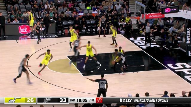 【2022年12月27日 爵士vs馬刺集錦】假動作騙過防守 約翰遜點飛比斯利打進2+1