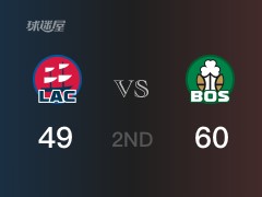 NBA常规赛 :半场数据, 凯尔特人以60-49领先快船,塔图姆20分4篮板