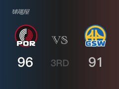 NBA常规赛:三节结束,开拓者以96-93领先勇士,利拉德30分4篮板3助攻