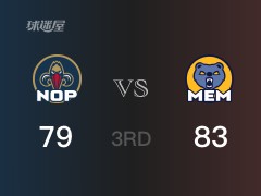 NBA常规赛：三节数据，灰熊以83-79领先鹈鹕，莫兰特23分4篮板7助攻