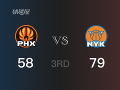 NBA常規(guī)賽：尼克斯以79-58領(lǐng)先太陽，結(jié)束三節(jié)
