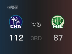 NBA常規(guī)賽：三節(jié)戰(zhàn)罷，黃蜂以115- 87領先雄鹿，羅齊爾38分2籃板4助攻